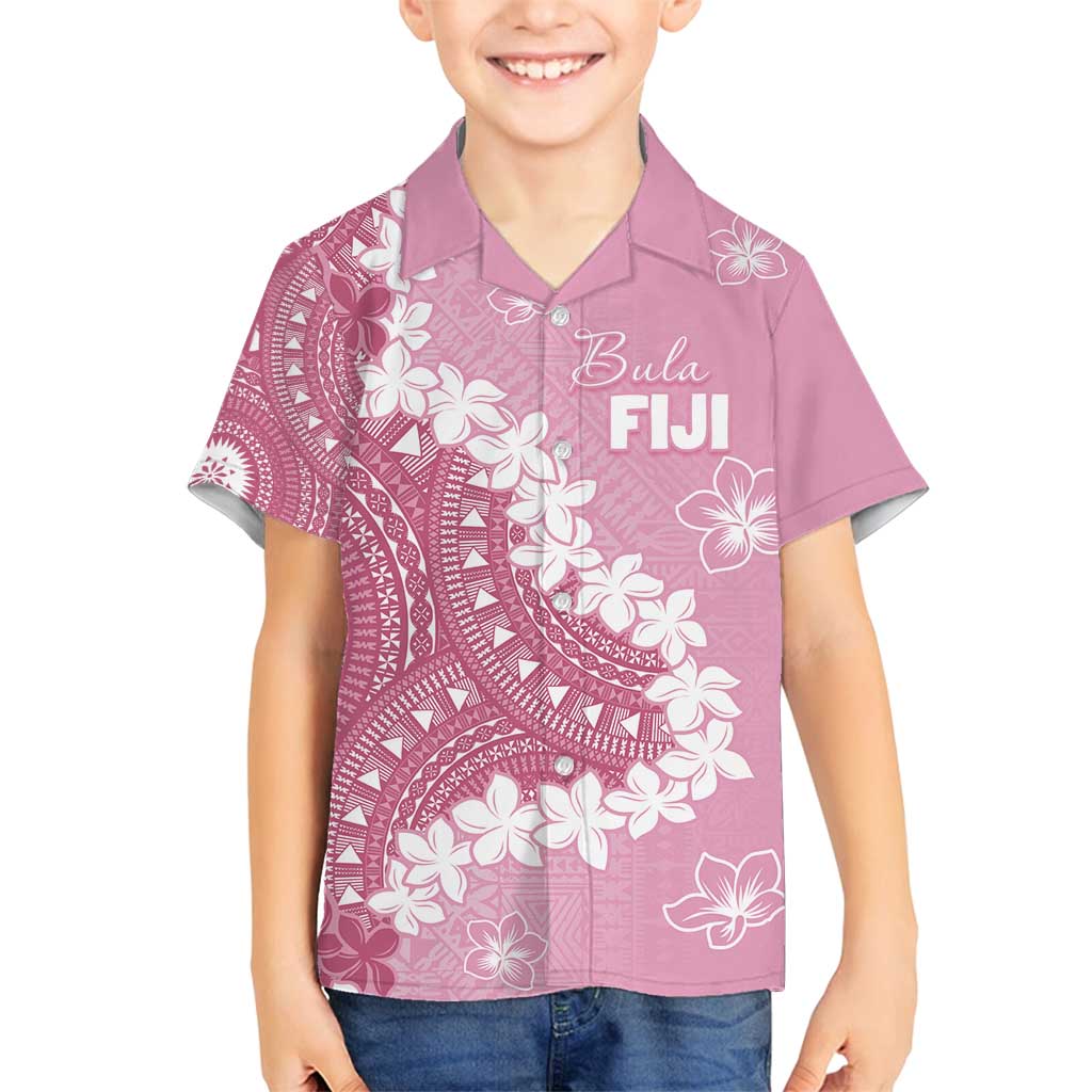 Bula Fiji Women's Day Family Matching Puletasi and Hawaiian Shirt Pink Masi Tapa