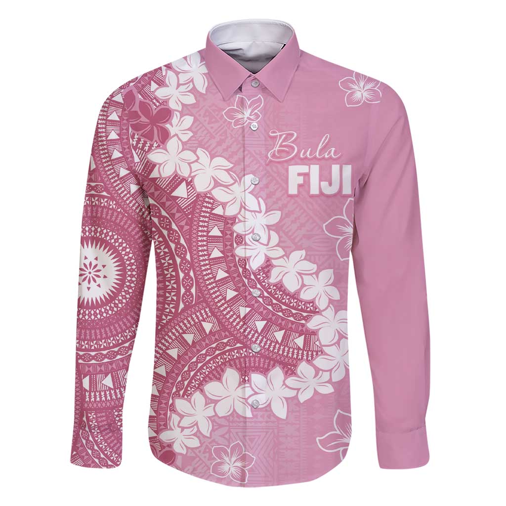 Bula Fiji Women's Day Family Matching Short Sleeve Bodycon Dress and Hawaiian Shirt Pink Masi Tapa