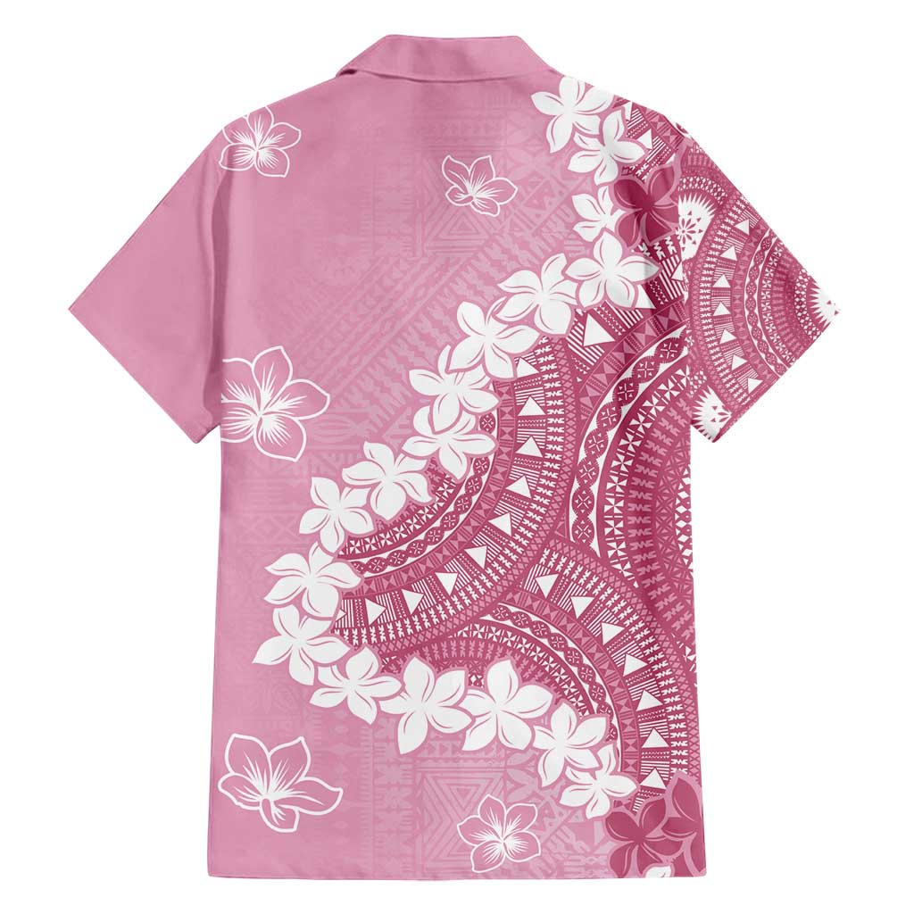 Bula Fiji Women's Day Family Matching Summer Maxi Dress and Hawaiian Shirt Pink Masi Tapa
