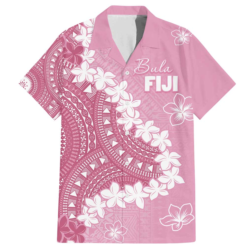 Bula Fiji Women's Day Family Matching Tank Maxi Dress and Hawaiian Shirt Pink Masi Tapa