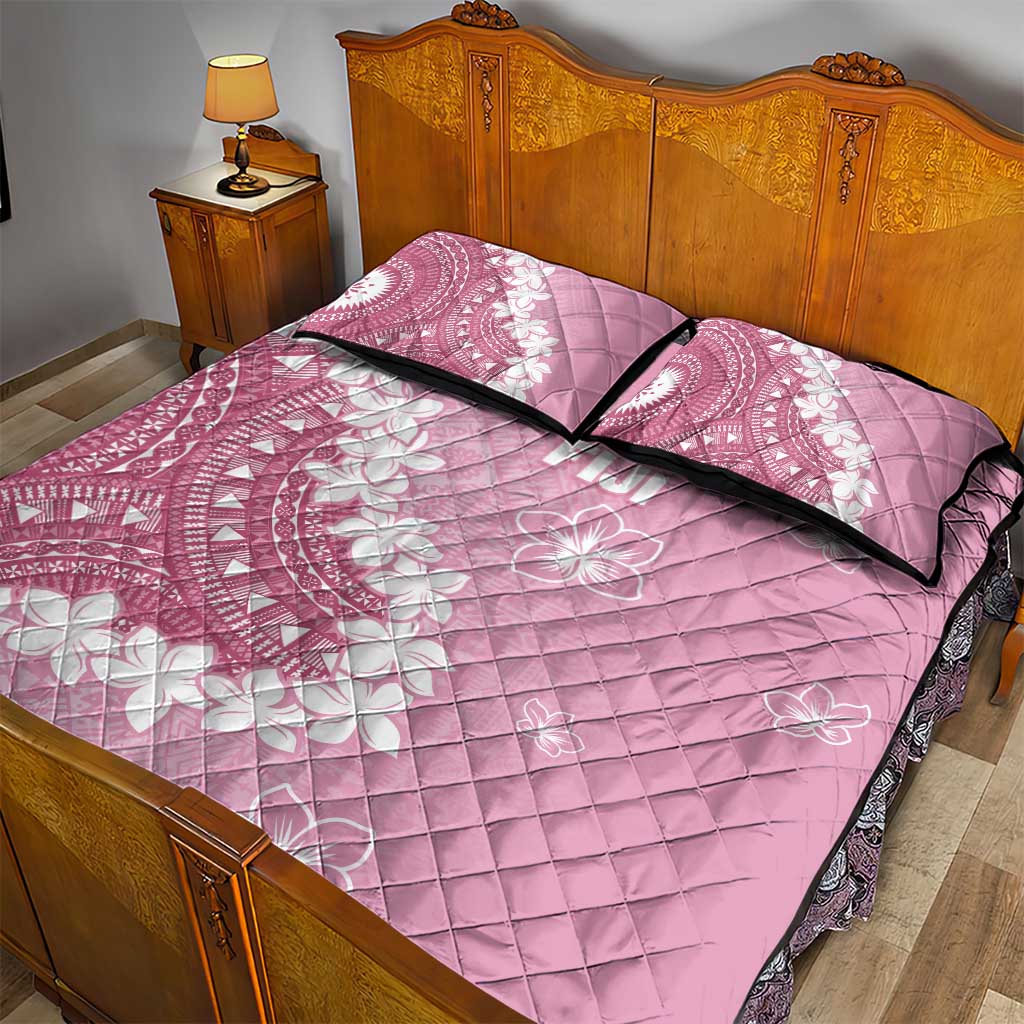 Bula Fiji Women's Day Quilt Bed Set Pink Masi Tapa