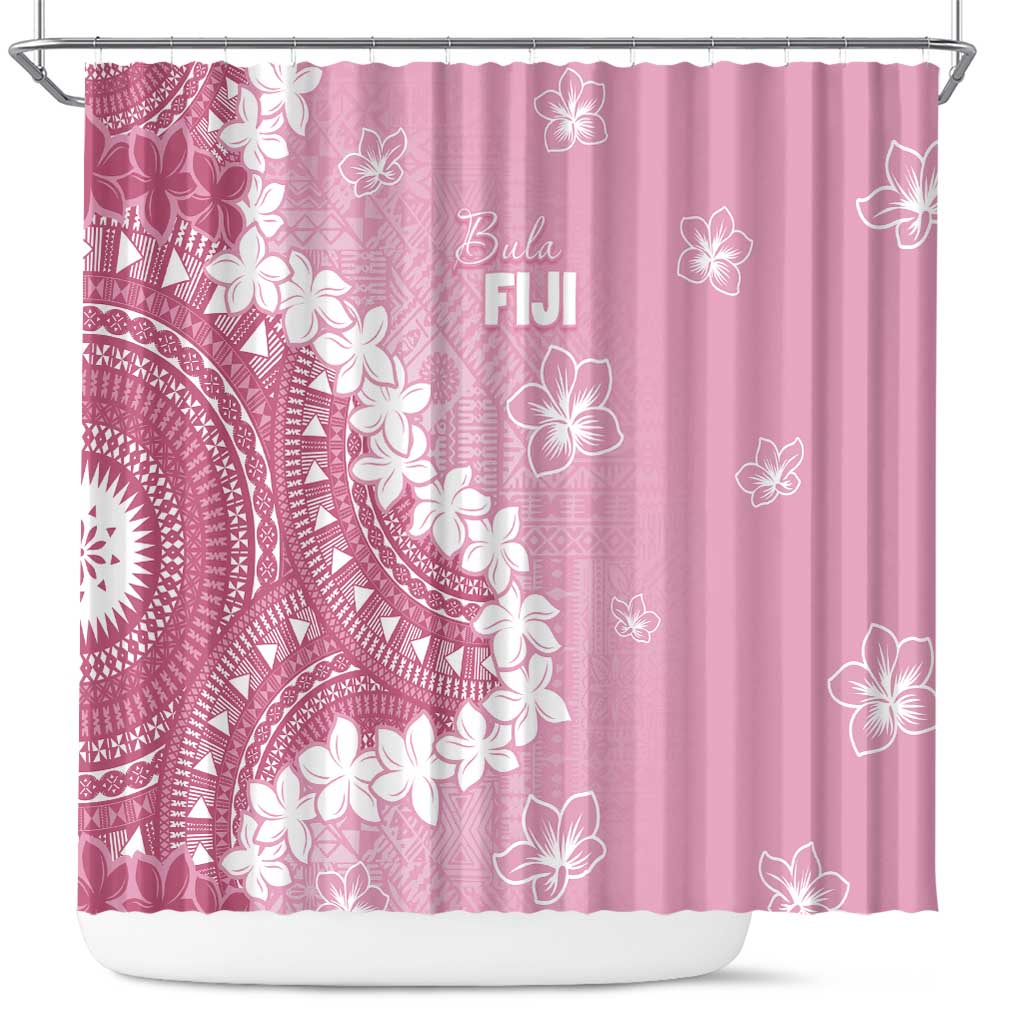 Bula Fiji Women's Day Shower Curtain Pink Masi Tapa