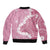 Bula Fiji Women's Day Sleeve Zip Bomber Jacket Pink Masi Tapa