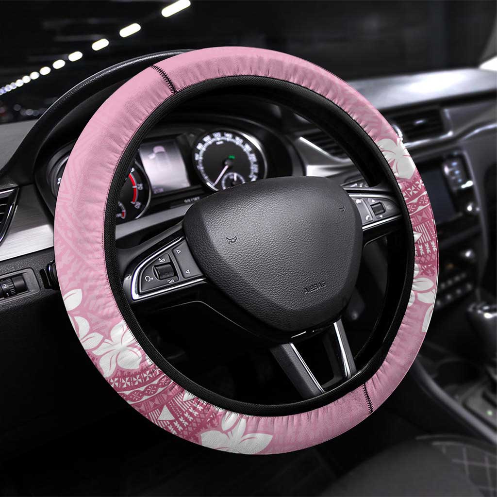 Bula Fiji Women's Day Steering Wheel Cover Pink Masi Tapa LT7 Universal Fit Pink - Polynesian Pride