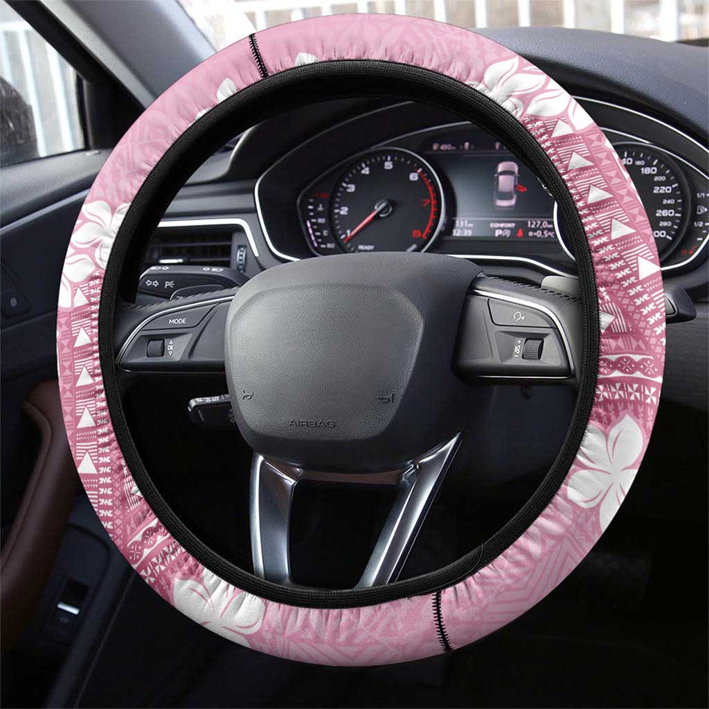 Bula Fiji Women's Day Steering Wheel Cover Pink Masi Tapa LT7 - Polynesian Pride
