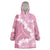 Bula Fiji Women's Day Wearable Blanket Hoodie Pink Masi Tapa