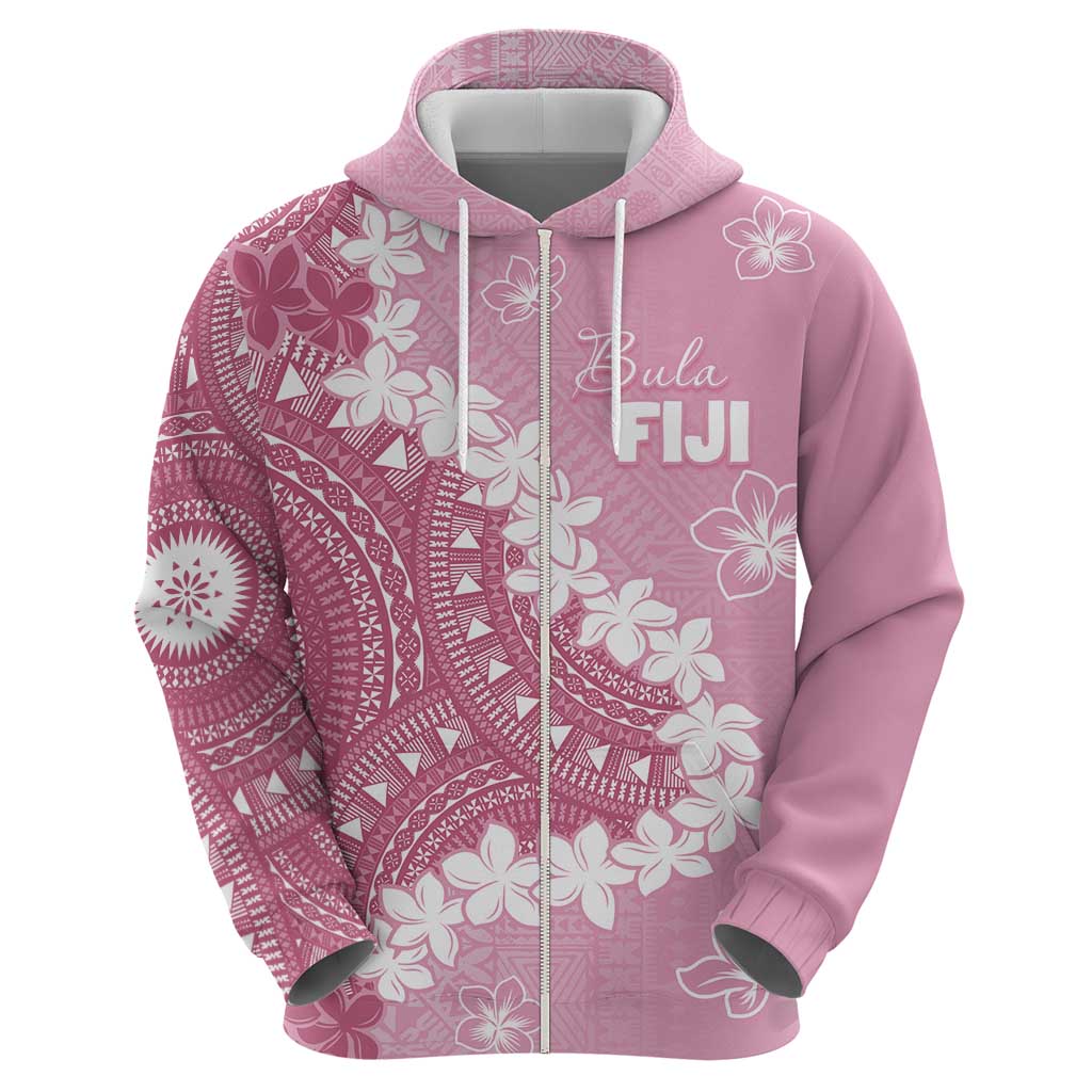 Bula Fiji Women's Day Zip Hoodie Pink Masi Tapa