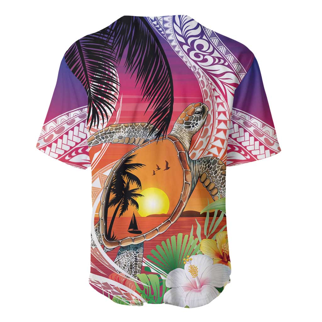 Polynesian Dreamy Turtle Baseball Jersey Sunset Scenery