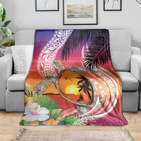 Polynesian Dreamy Turtle Blanket Sunset Scenery