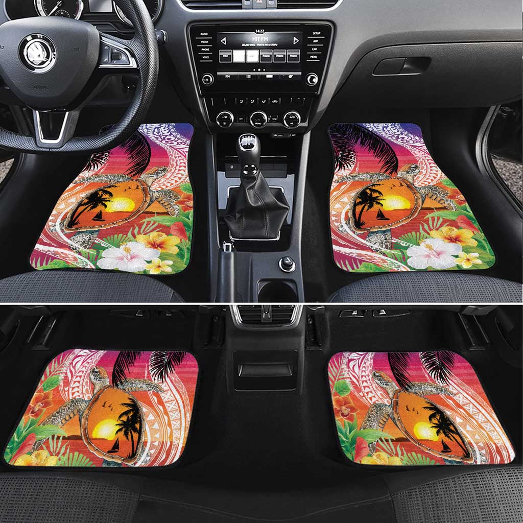 Polynesian Dreamy Turtle Car Mats Sunset Scenery