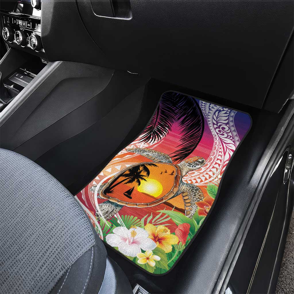 Polynesian Dreamy Turtle Car Mats Sunset Scenery