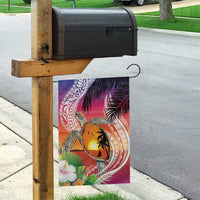 Polynesian Dreamy Turtle Garden Flag Sunset Scenery