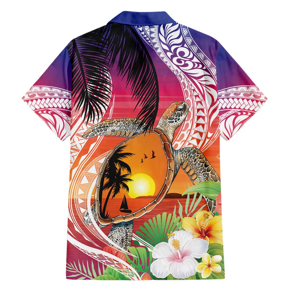 Polynesian Dreamy Turtle Hawaiian Shirt Sunset Scenery