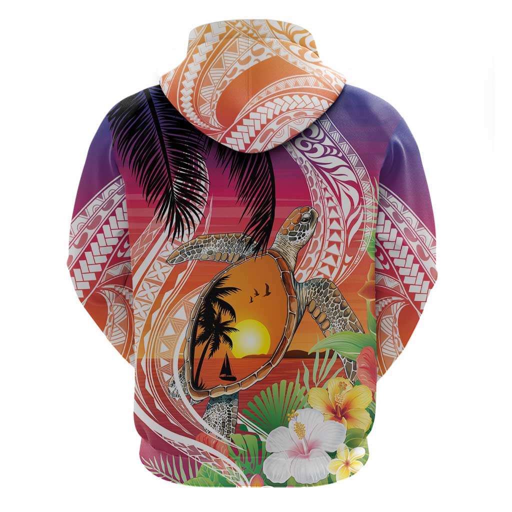 Polynesian Dreamy Turtle Hoodie Sunset Scenery