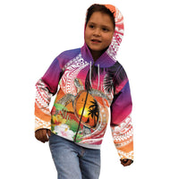 Polynesian Dreamy Turtle Kid Hoodie Sunset Scenery