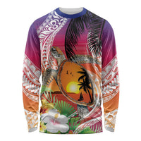 Polynesian Dreamy Turtle Long Sleeve Shirt Sunset Scenery LT7 Unisex Art - Polynesian Pride