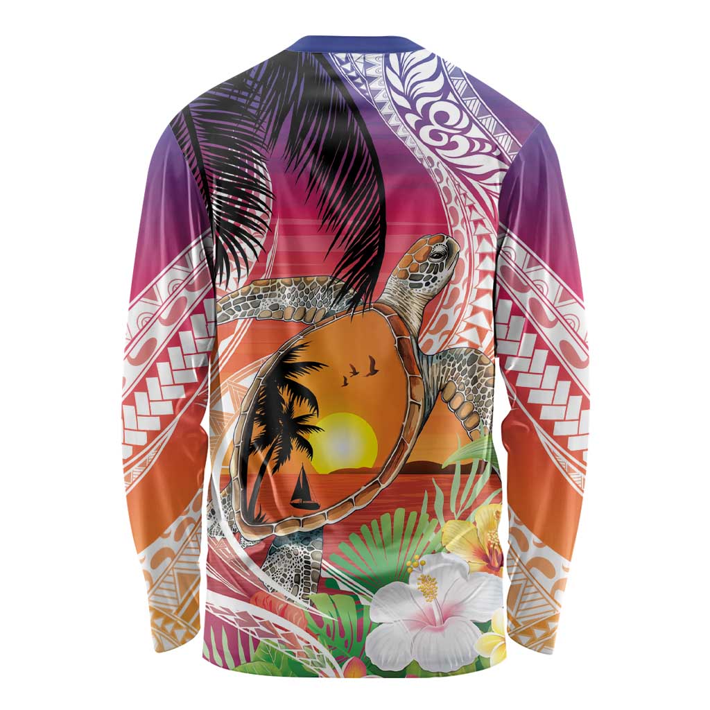 Polynesian Dreamy Turtle Long Sleeve Shirt Sunset Scenery LT7 - Polynesian Pride