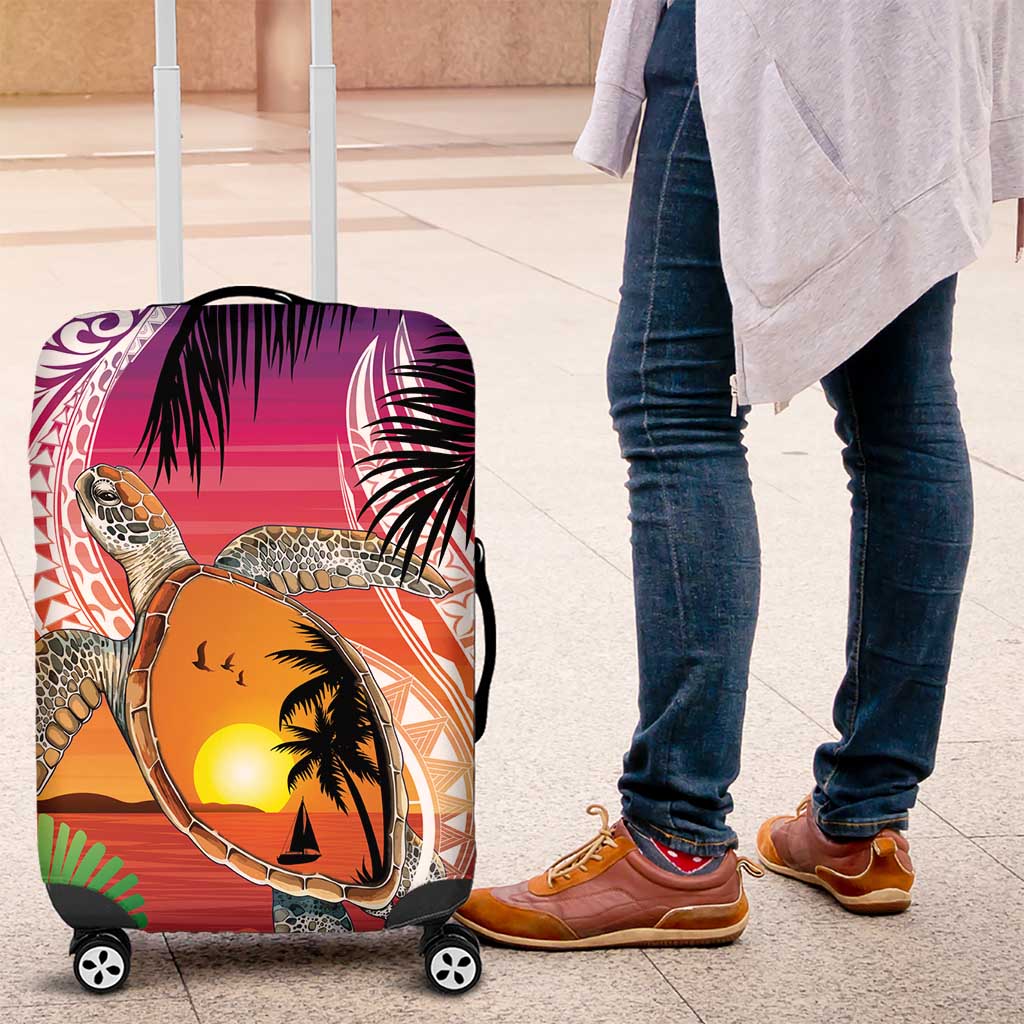 Polynesian Dreamy Turtle Luggage Cover Sunset Scenery LT7 Art - Polynesian Pride