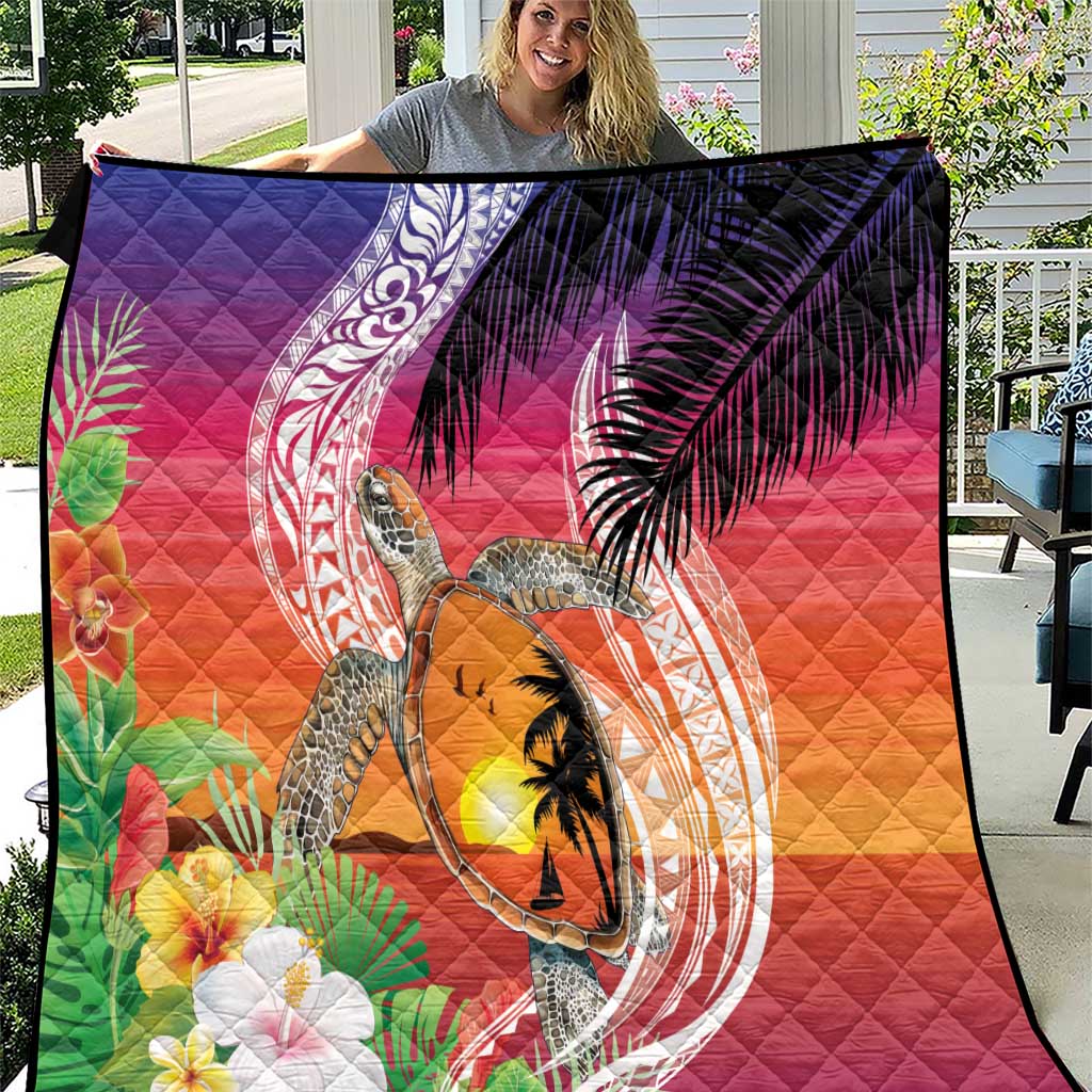Polynesian Dreamy Turtle Quilt Sunset Scenery LT7 Art - Polynesian Pride