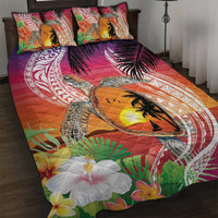 Polynesian Dreamy Turtle Quilt Bed Set Sunset Scenery