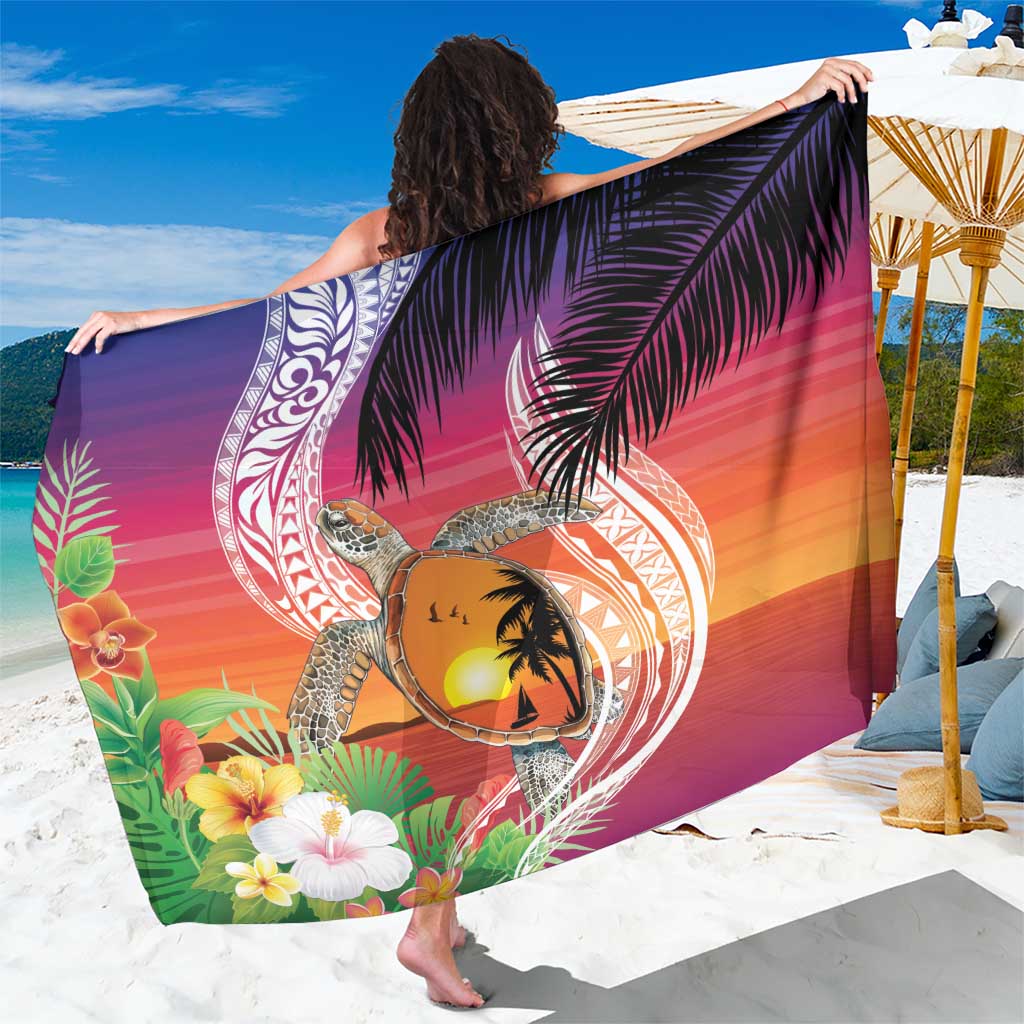 Polynesian Dreamy Turtle Sarong Sunset Scenery LT7 One Size 44 x 66 inches Art - Polynesian Pride