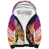 Polynesian Dreamy Turtle Sherpa Hoodie Sunset Scenery