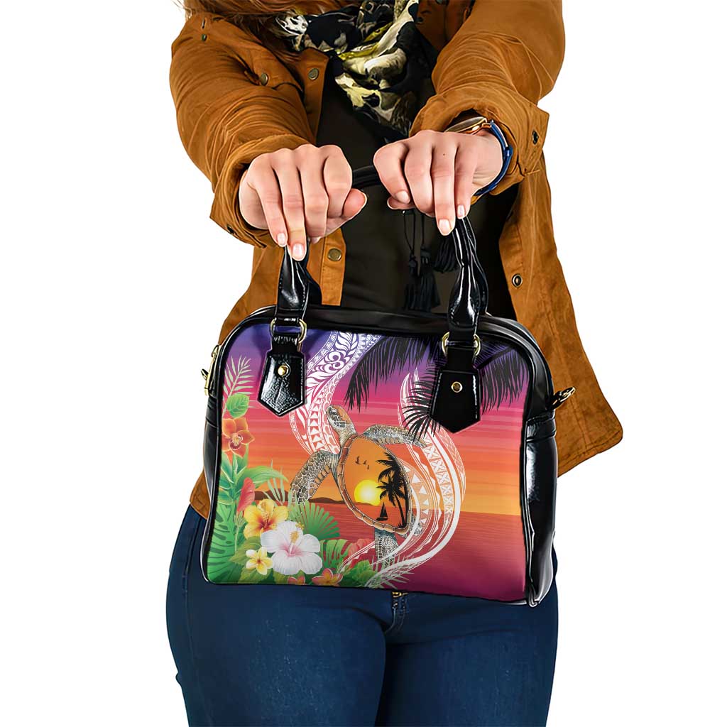 Polynesian Dreamy Turtle Shoulder Handbag Sunset Scenery LT7 One Size Art - Polynesian Pride