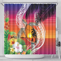 Polynesian Dreamy Turtle Shower Curtain Sunset Scenery LT7 - Polynesian Pride
