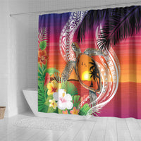 Polynesian Dreamy Turtle Shower Curtain Sunset Scenery LT7 - Polynesian Pride