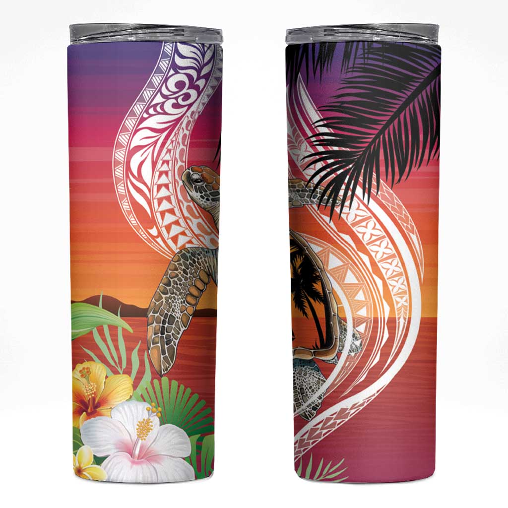 Polynesian Dreamy Turtle Skinny Tumbler Sunset Scenery LT7 Art - Polynesian Pride