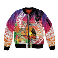 Polynesian Dreamy Turtle Sleeve Zip Bomber Jacket Sunset Scenery LT7 Unisex Art - Polynesian Pride