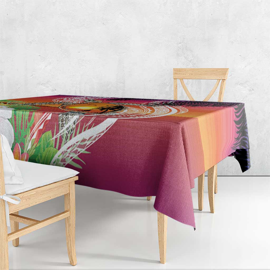 Polynesian Dreamy Turtle Tablecloth Sunset Scenery