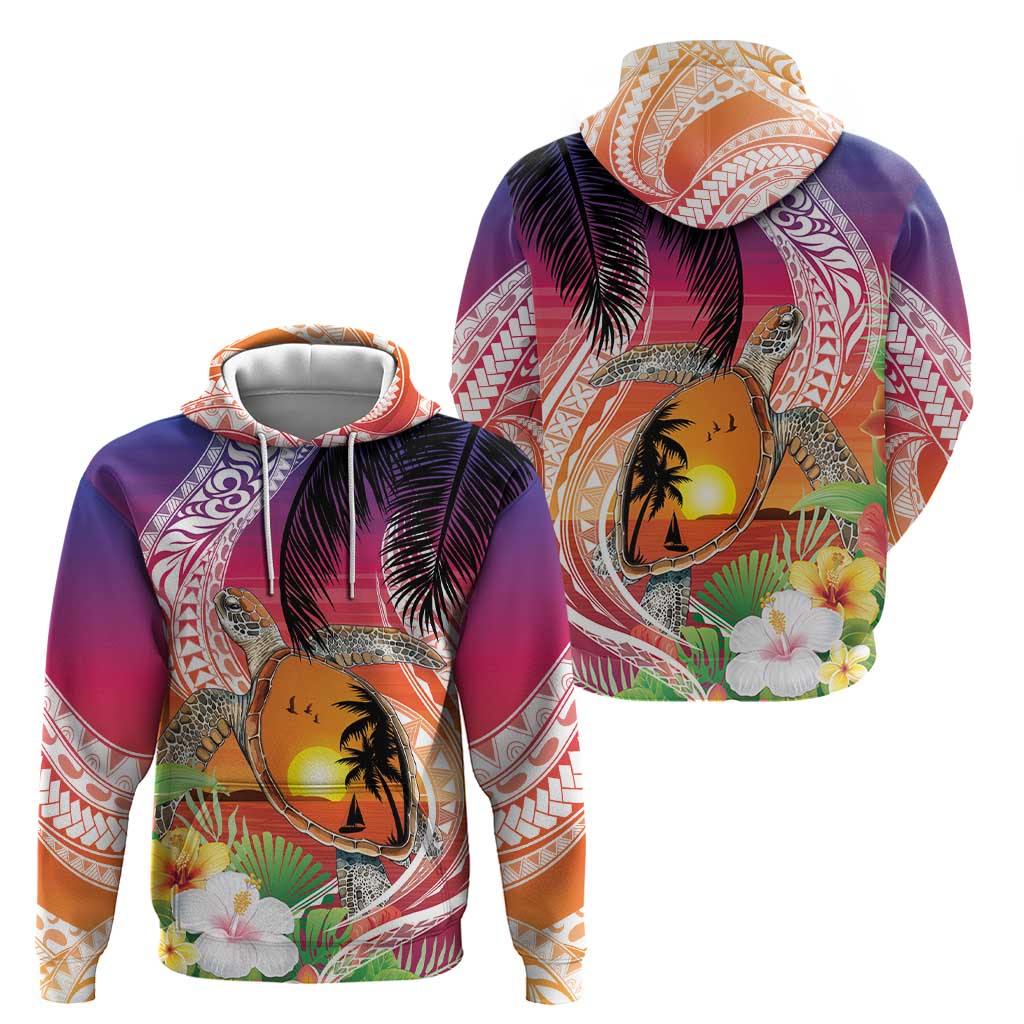 Polynesian Dreamy Turtle Zip Hoodie Sunset Scenery LT7 - Polynesian Pride