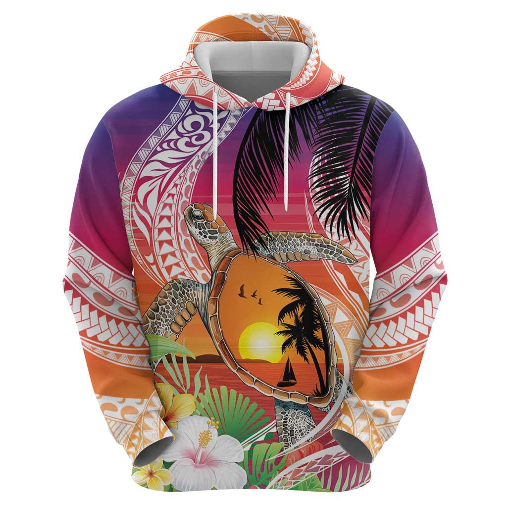 Polynesian Dreamy Turtle Zip Hoodie Sunset Scenery LT7 - Polynesian Pride