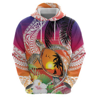 Polynesian Dreamy Turtle Zip Hoodie Sunset Scenery LT7 - Polynesian Pride