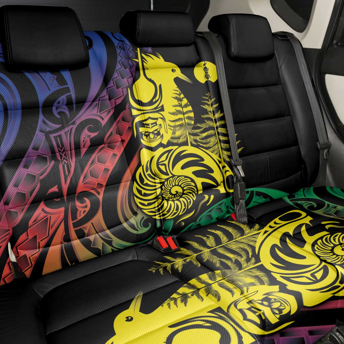 New Caledonia Kanaky Back Car Seat Cover Stylized Fleche Faitiere With Kagu Bird