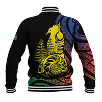 New Caledonia Kanaky Baseball Jacket Stylized Fleche Faitiere With Kagu Bird