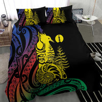 New Caledonia Kanaky Bedding Set Stylized Fleche Faitiere With Kagu Bird