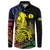 New Caledonia Kanaky Button Sweatshirt Stylized Fleche Faitiere With Kagu Bird