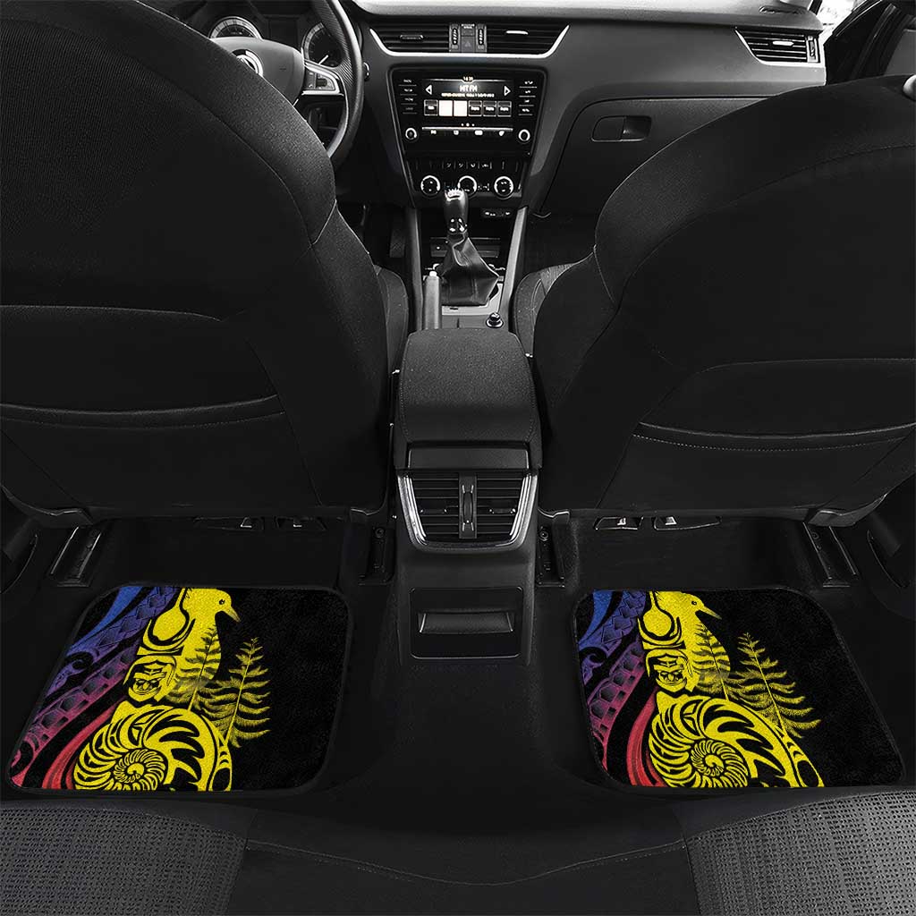 New Caledonia Kanaky Car Mats Stylized Fleche Faitiere With Kagu Bird