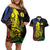 New Caledonia Kanaky Couples Matching Off Shoulder Short Dress and Hawaiian Shirt Stylized Fleche Faitiere With Kagu Bird