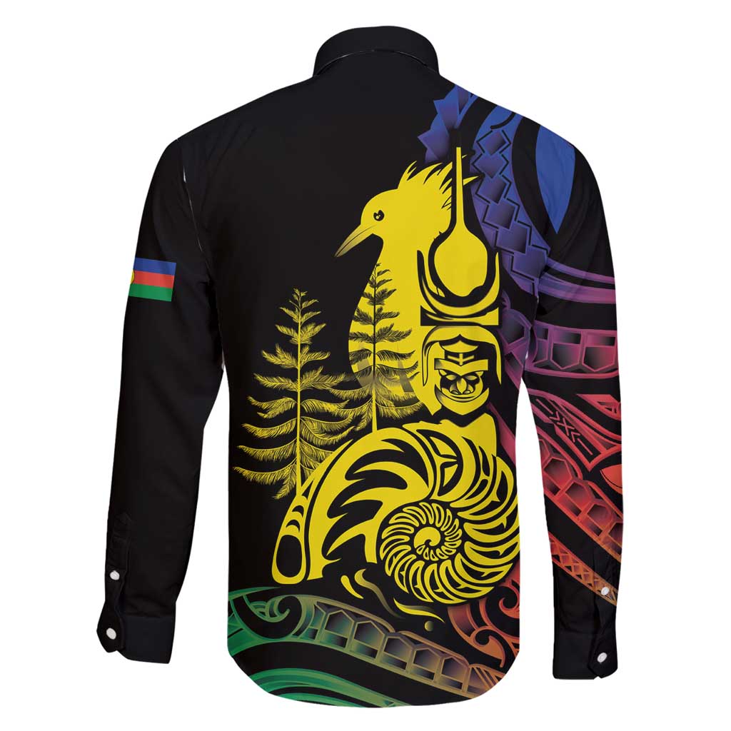 New Caledonia Kanaky Family Matching Off Shoulder Short Dress and Hawaiian Shirt Stylized Fleche Faitiere With Kagu Bird