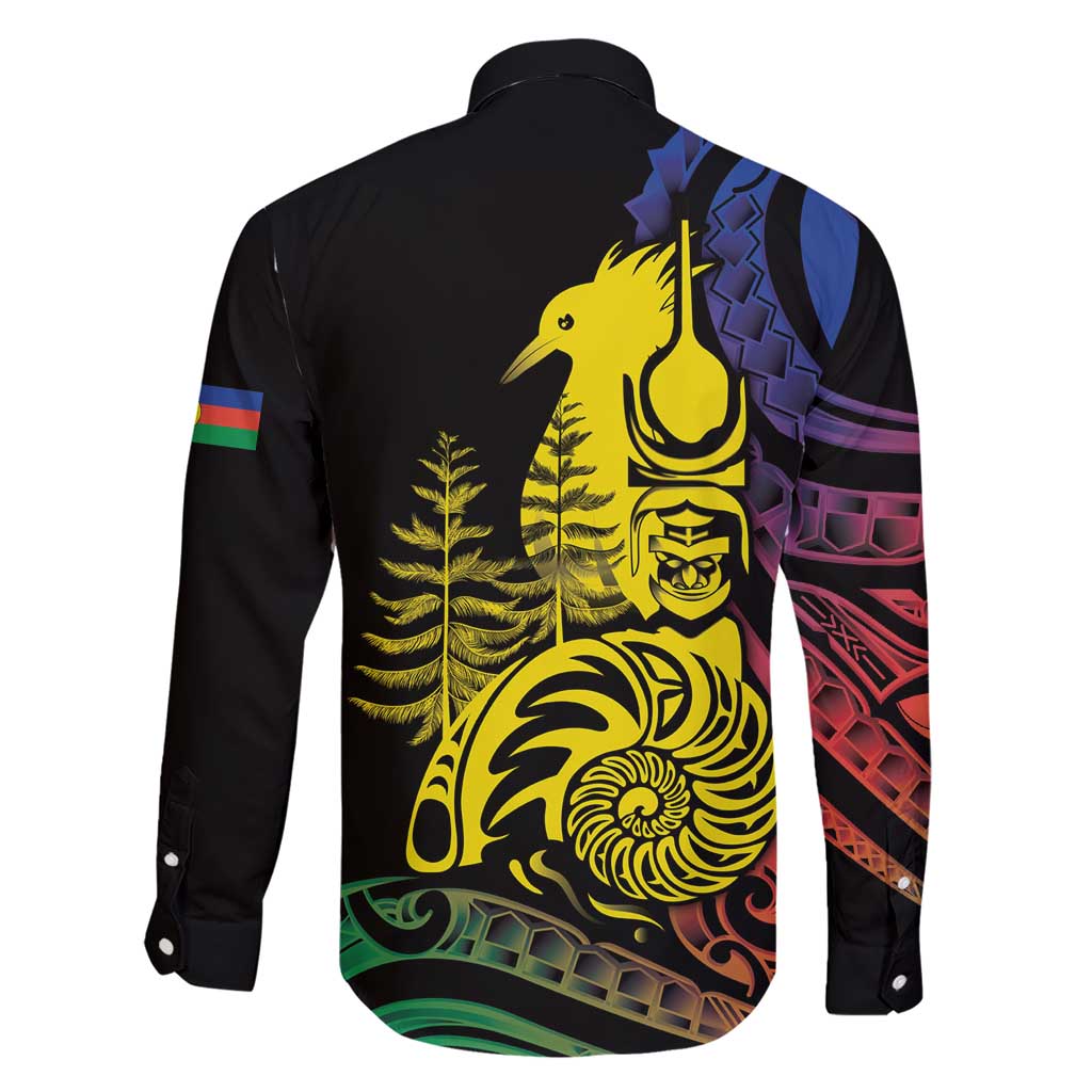 New Caledonia Kanaky Family Matching Short Sleeve Bodycon Dress and Hawaiian Shirt Stylized Fleche Faitiere With Kagu Bird