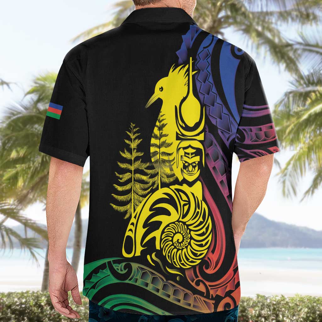 New Caledonia Kanaky Hawaiian Shirt Stylized Fleche Faitiere With Kagu Bird