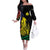 New Caledonia Kanaky Off The Shoulder Long Sleeve Dress Stylized Fleche Faitiere With Kagu Bird