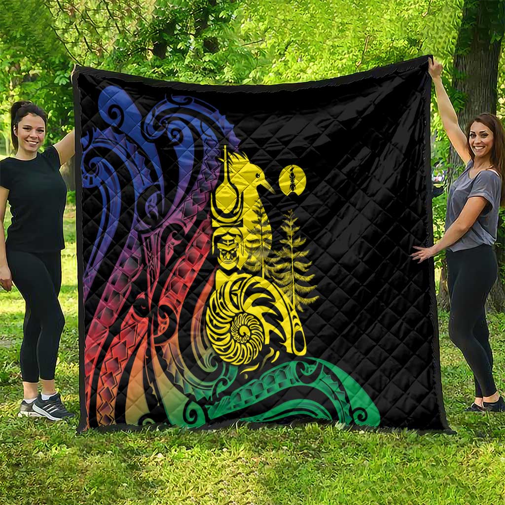 New Caledonia Kanaky Quilt Stylized Fleche Faitiere With Kagu Bird