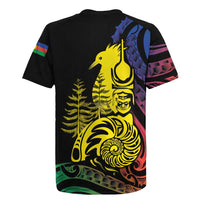 New Caledonia Kanaky Rugby Jersey Stylized Fleche Faitiere With Kagu Bird