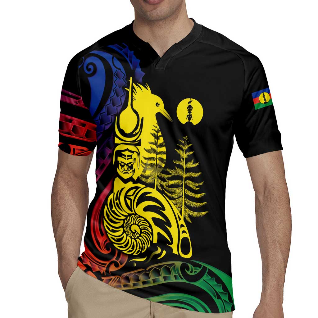 New Caledonia Kanaky Rugby Jersey Stylized Fleche Faitiere With Kagu Bird
