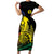 New Caledonia Kanaky Short Sleeve Bodycon Dress Stylized Fleche Faitiere With Kagu Bird