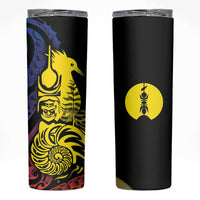 New Caledonia Kanaky Skinny Tumbler Stylized Fleche Faitiere With Kagu Bird